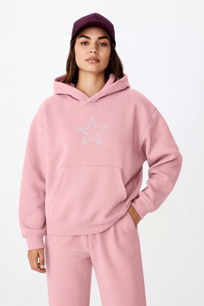 Unisex Star Stroke Taş Baskılı Sweatshirt