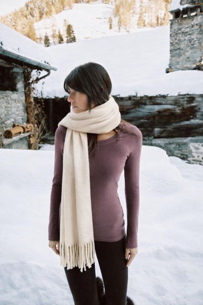 Kadın Düz Püsküllü Buklet Triko Atkı ŞAL