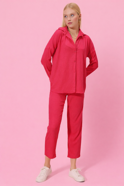 Önü Düğmeli Bürümcük Takım