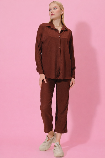 Önü Düğmeli Bürümcük Takım