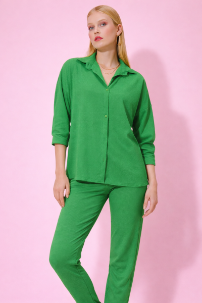 Önü Düğmeli Bürümcük Takım