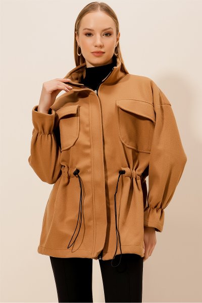 Fermuarlı Beli Lastikli Kaşe KABAN