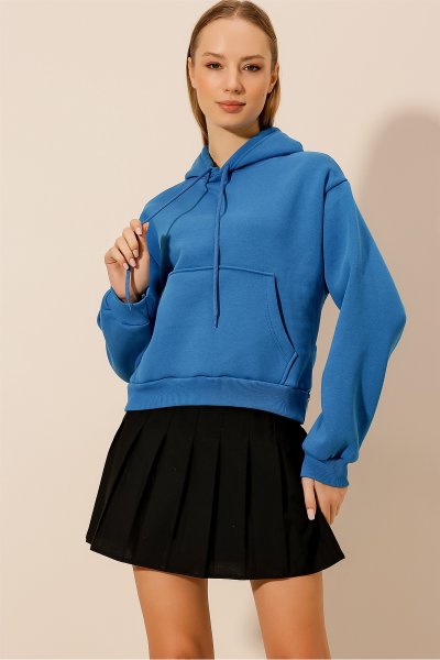 Üç İplik Kanguru Cepli Kısa SWEAT