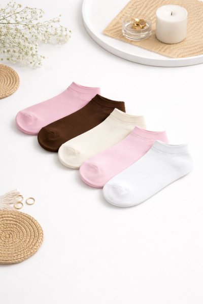 Kadın Basic 5'li Patik Seti Çok Renkli Pamuklu ÇORAP