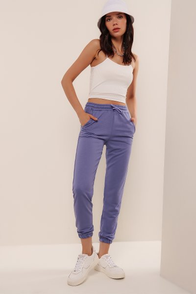 Yüksek Bel Lastikli Bağlamalı EŞOFMAN ALTI