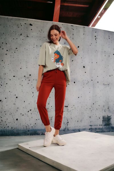 Yüksek Bel Lastikli Bağlamalı EŞOFMAN ALTI