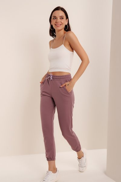 Yüksek Bel Lastikli Bağlamalı EŞOFMAN ALTI