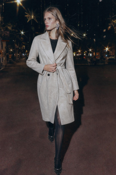 Kruvaze Yaka Kaşe Kaban