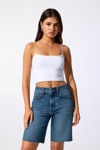 İp  Askılı Ribana Kumaş Crop Atlet