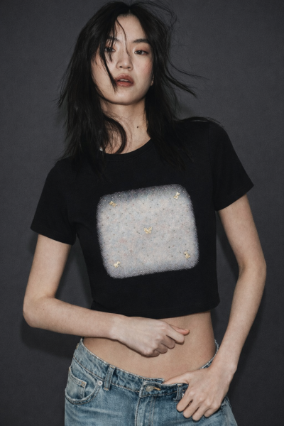 Bisiklet Yaka  Baskılı T-SHİRT