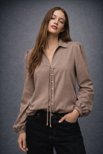 Kadın Gloss Düğmeli Bağlamalı Şık GÖMLEK