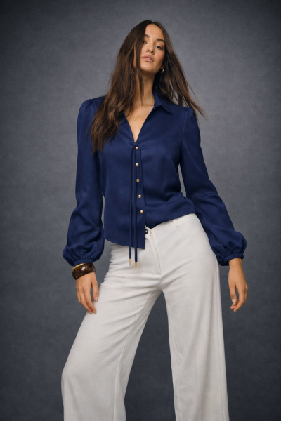 Kadın Gloss Düğmeli Bağlamalı Şık GÖMLEK