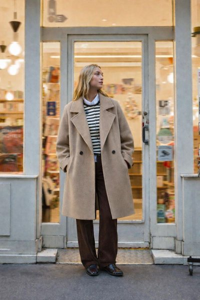 Önden Düğmeli Kuşaklı Kaşe KABAN