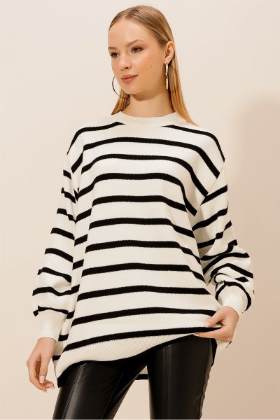 Balon Kol Çizgili KAZAK