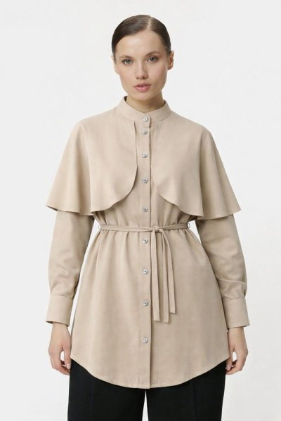 Kadın Pelerin Detaylı Düğmeli Salaş TUNİK