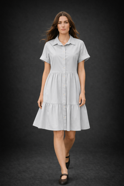 Kısa Kollu Oversize Düğmeli ELBİSE