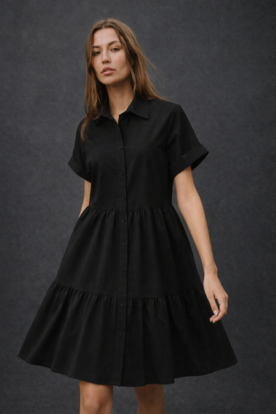 Kısa Kollu Oversize Düğmeli ELBİSE