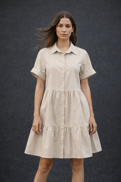 Kısa Kollu Oversize Düğmeli ELBİSE