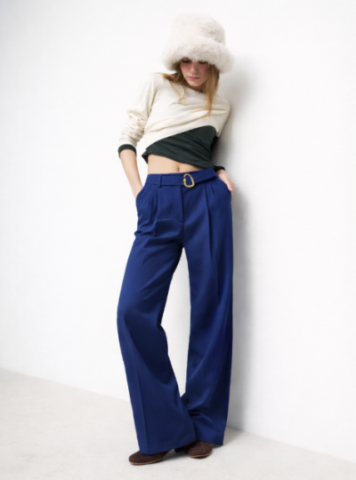 Yüksek Bel Kemer Detaylı Palazzo PANTOLON