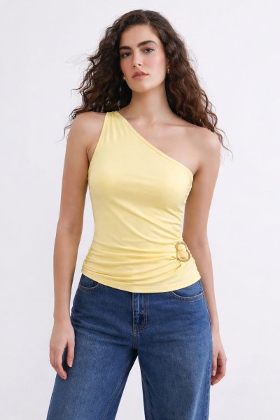 Tek Omuz Toka Detaylı BLUZ