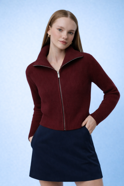 Geniş Kalıp Devrik Yaka Fermuarlı Triko HIRKA