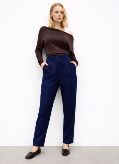 Yüksek Bel  Pileli Havuç Kesim PANTOLON