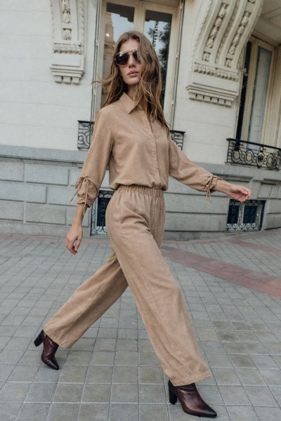 Düğme Detaylı İkili Keten TAKIM