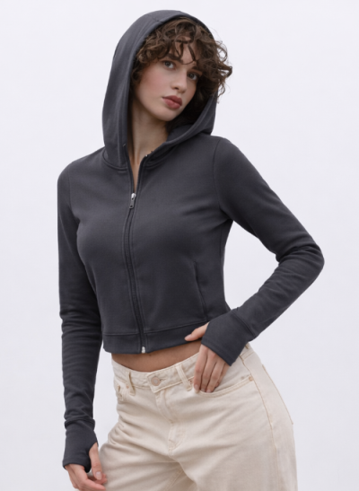 Fermuarlı Kapüşonlu Parmak Geçirmeli HIRKA