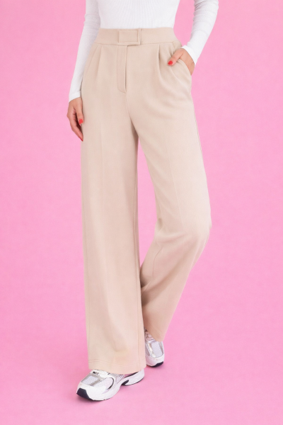 Yüksek Bel Cırt Cırtlı  Düz Kesim Kumaş PANTOLON