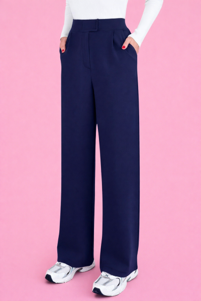 Yüksek Bel Cırt Cırtlı  Düz Kesim Kumaş PANTOLON