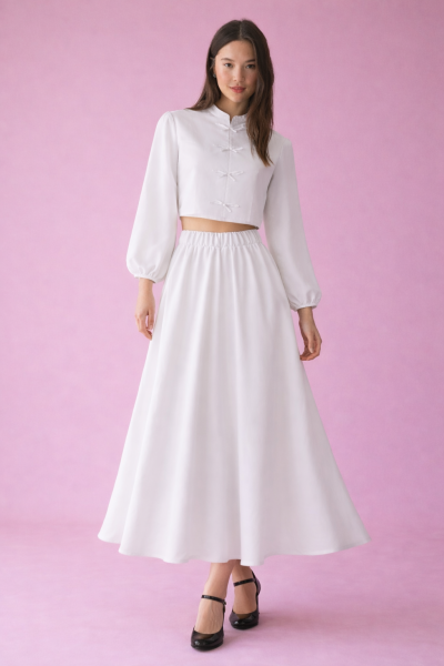 Fiyonk Detaylı  Dökümlü Etek Tesettür TAKIM