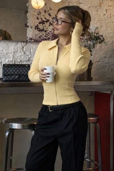 Slim Fit Fermuarlı Uzun Kollu HIRKA