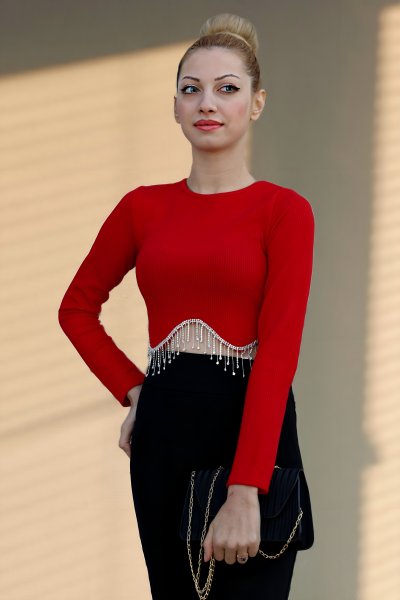 Taşlı Body Uzun Kol BLUZ