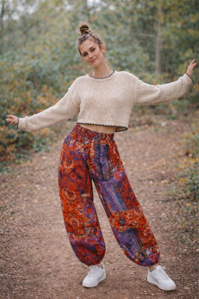 Desenli Beli Gipeli Şalvar PANTOLON