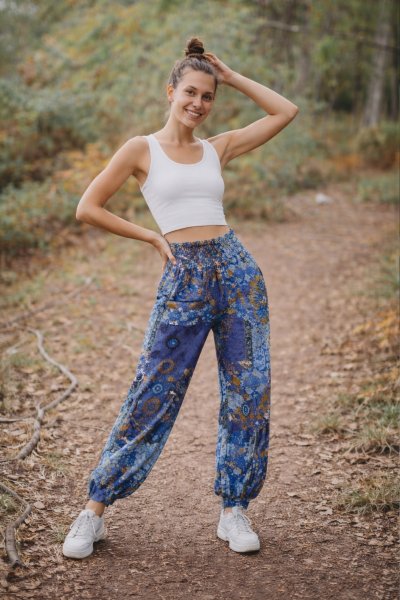 Desenli Beli Gipeli Şalvar PANTOLON